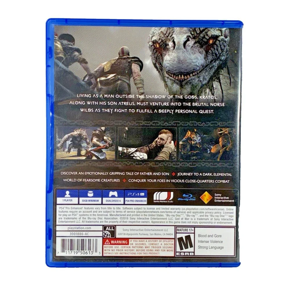 God of War Sony PlayStation 4 Santa Monica Studio 2018 with Insert Tested